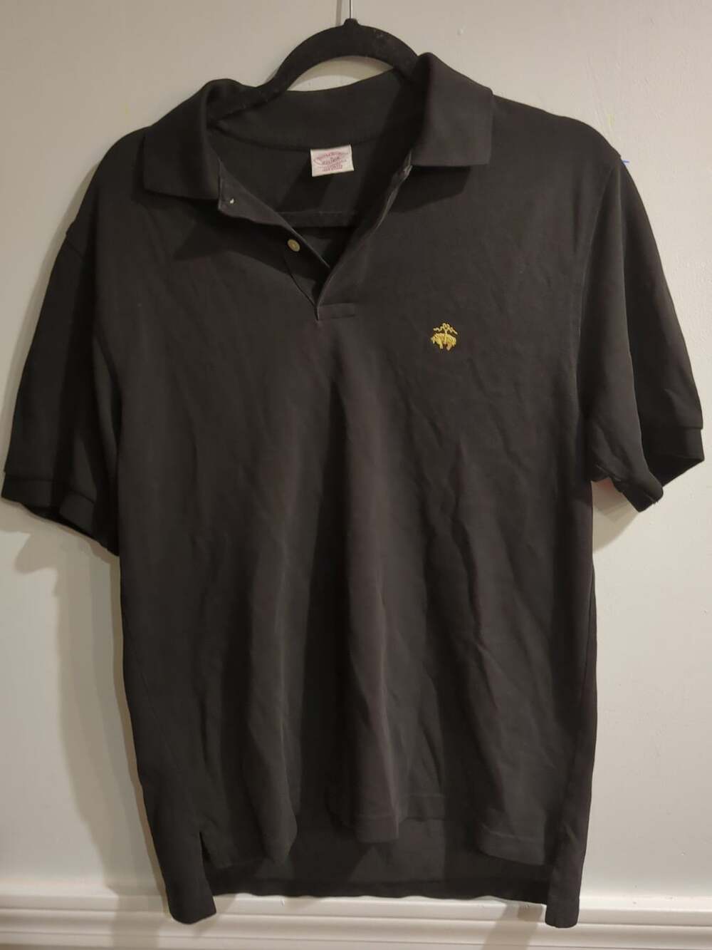 Brooks Brothers Performance Polo Shirt Men's Small Original Fit Black Gold Fleec